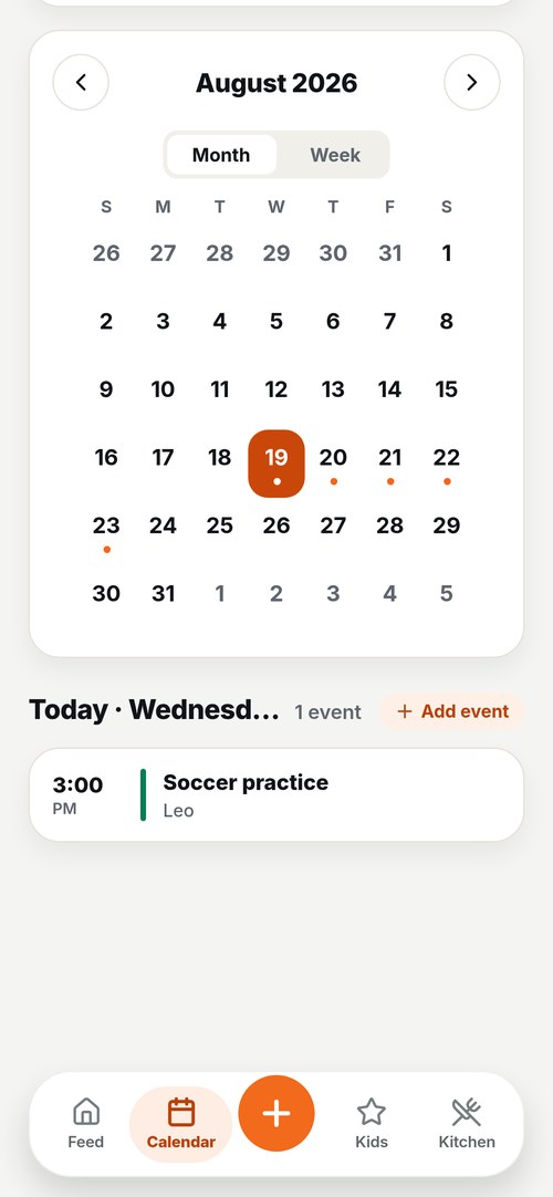 Shared family calendar